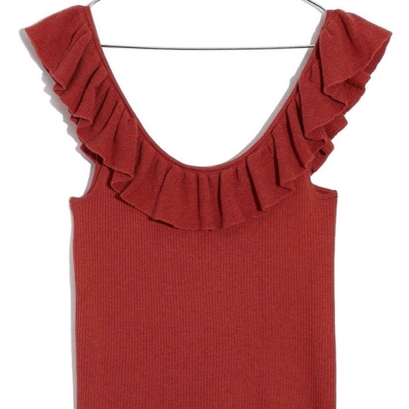 Madewell Tops - Madewell Wakeford Ruffle Sweater Tank in New Copper Merino Wool/Cotton Blend